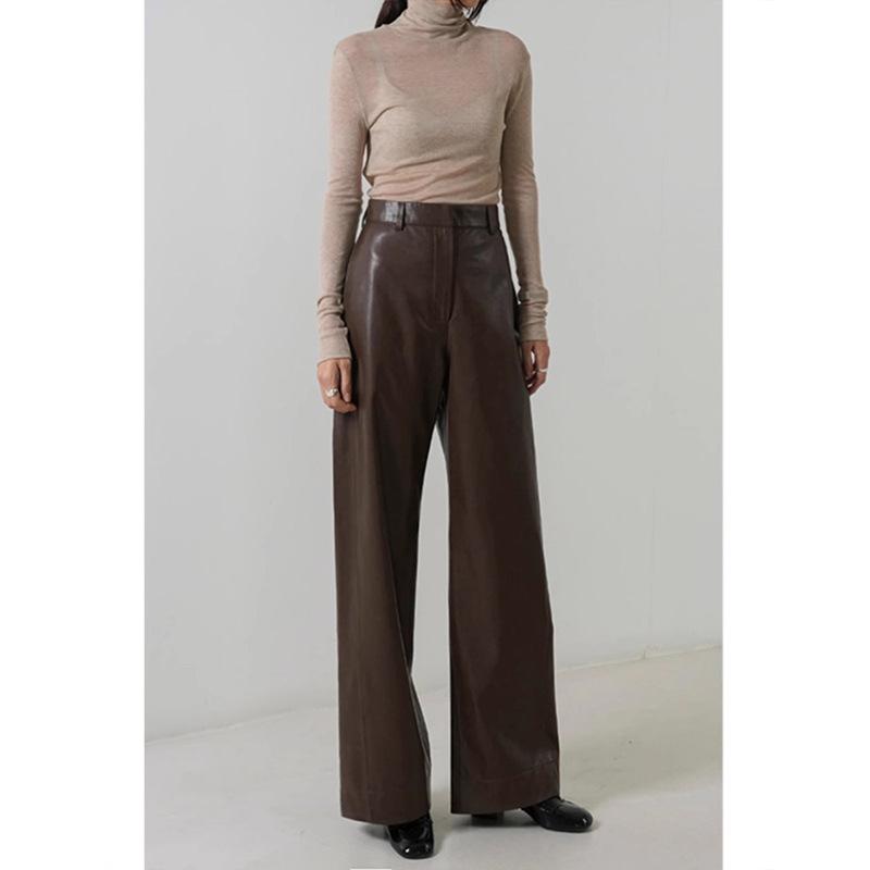 Faux Leather Wide Leg Pant  |  Womens Pants, Shorts Clothing cherry choc